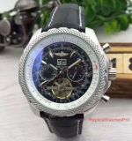 Replica Breitling for Bentley Tourbillon Watch Stainless Steel Black Leather